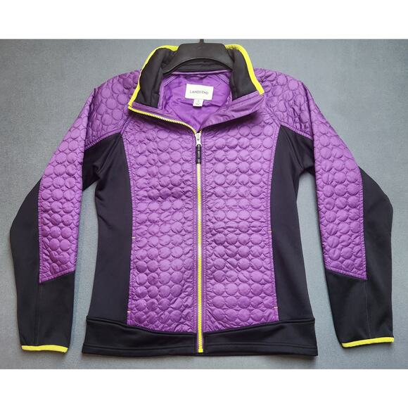 Lands End Girls Size 14 Athleisure Performance Hooded Full Zip Jacket Thumb Hole - Picture 1 of 10
